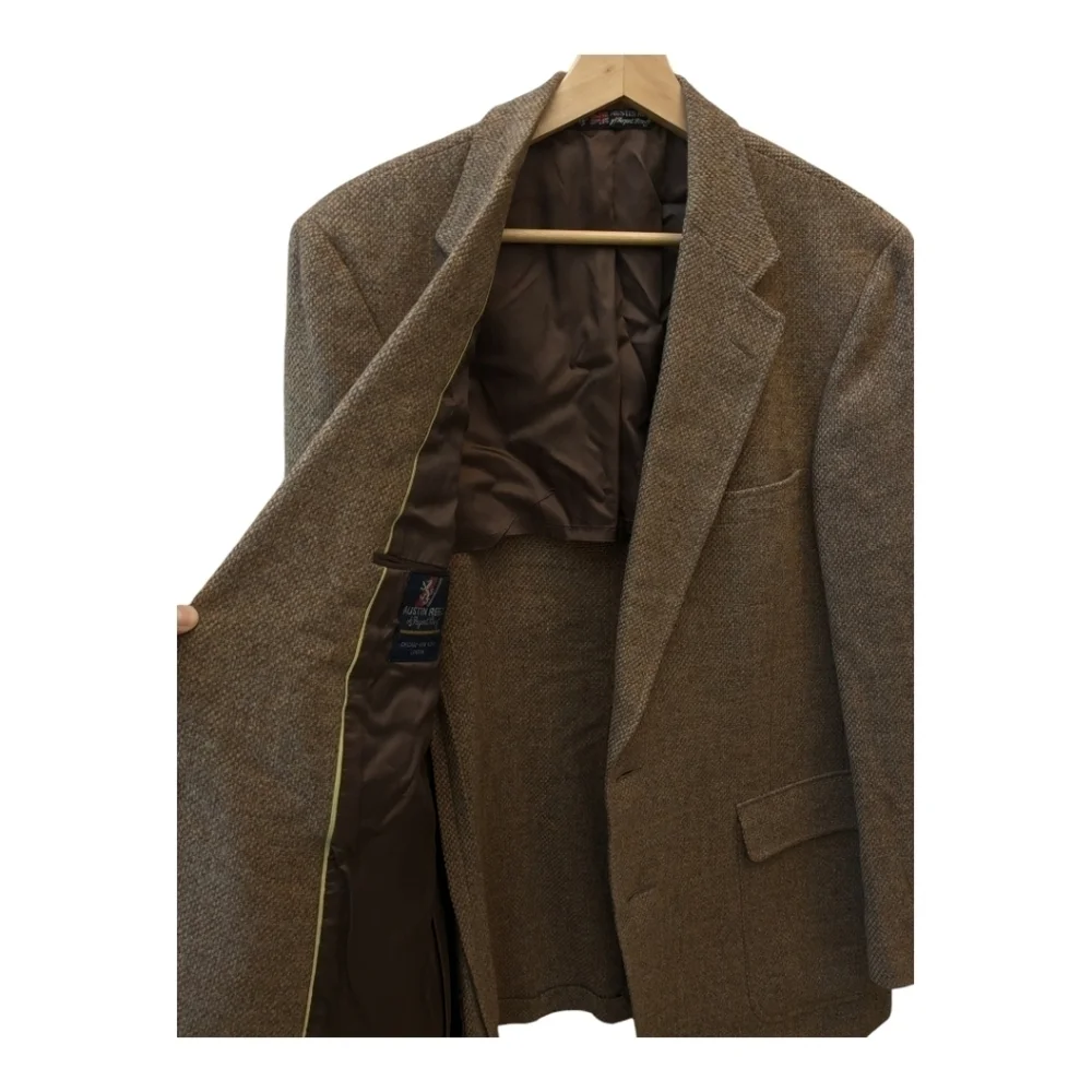 Austin Reed of Regent Street blazer brown virgin wool elbow pads tweed
